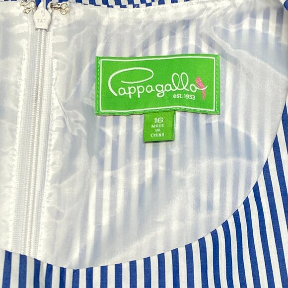 Pappagallo Fit & Flare Pleated Midi Dress Lined Stripe Blue White 16 Sleeveless - Picture 11 of 12